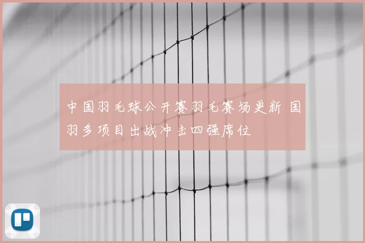 中国羽毛球公开赛羽毛赛场更新 国羽多项目出战冲击四强席位